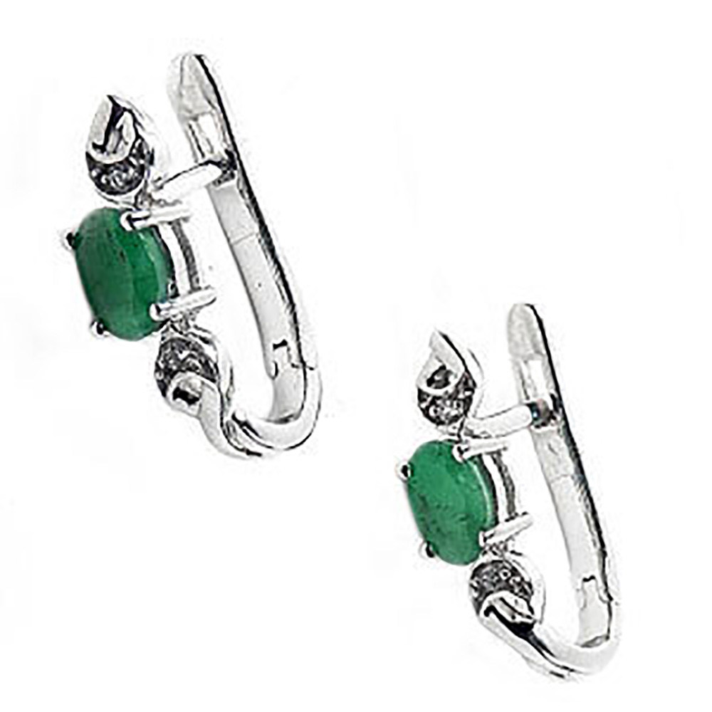 Серьги "Трим" изумруд, фианит