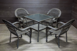 Садовый комплект из искусственного ротанга Мэдисон НЬЮ (Medison NEW) стол квадратный 80х80 + 4 кресла без подушек