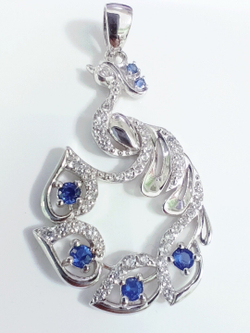 Подвеска серебряная Эстерелла, 925 проба, с аквамарином и фианитом/Ф