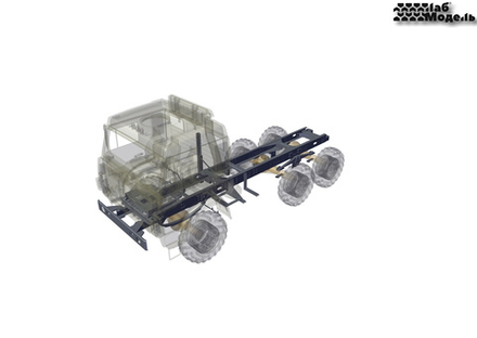 Steel frame for truck with 6x6 wheel formula in 1:10 scale