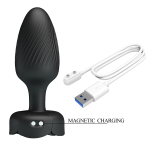 Анальная вибропробка 10,8 см с мигающими огнями Pretty Love Varian Large Butt Plug Multi Color Bottom Light Black BI-040182