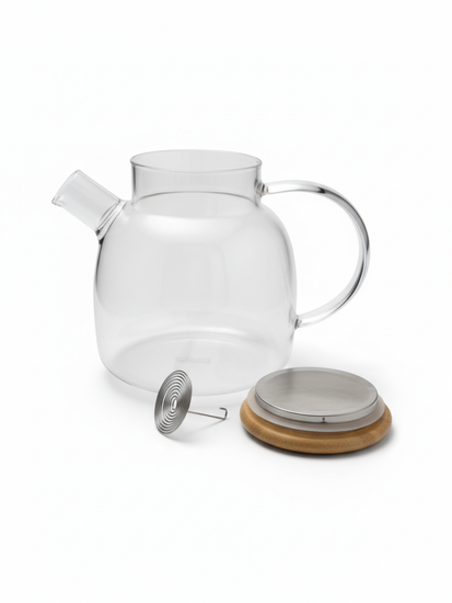 Стеклянный заварочный чайник 1500 мл. Kamille KM 9029M с бамбуковой крышкой