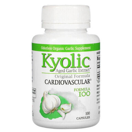 Чеснок Kyolic, Aged Garlic Extract, выдержанный чесночный экстракт, для сердечно-сосудистой системы, оригинальный состав, 100 капсул