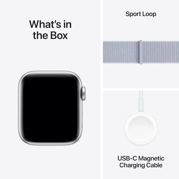 Умные часы Apple Watch SE 2024 40 мм из алюминия серебристого цвета, нейлоновый браслет дымчато-голубого цвета