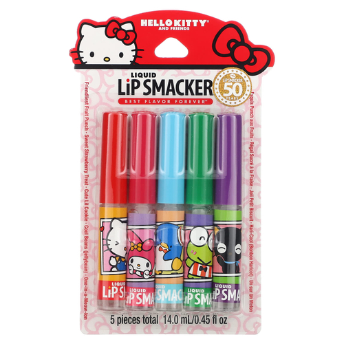 Lip Smacker, Hello Kitty And Friends, жидкий блеск для губ, ассорти из 5 шт., 14 мл (0,45 жидк. унции)