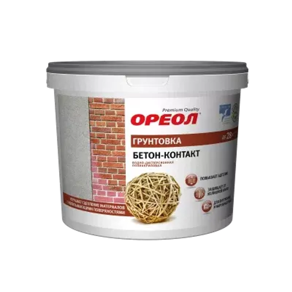 Грунт бетон-контакт водно-дисперсионный полиакриловый Ореол
