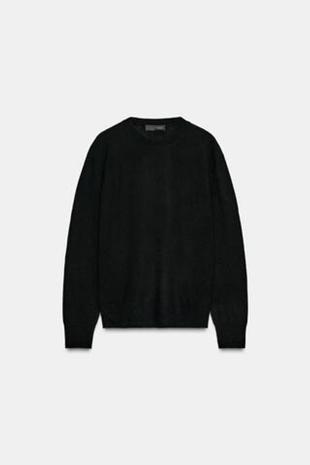 ZARA СВИТЕР ИЗ 100% ЭКСТРАМЯГКОЙ ШЕРСТИ, ЧЕРНЫЙ