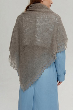 Оренбургский пуховый платок-паутинка А140-03 серый