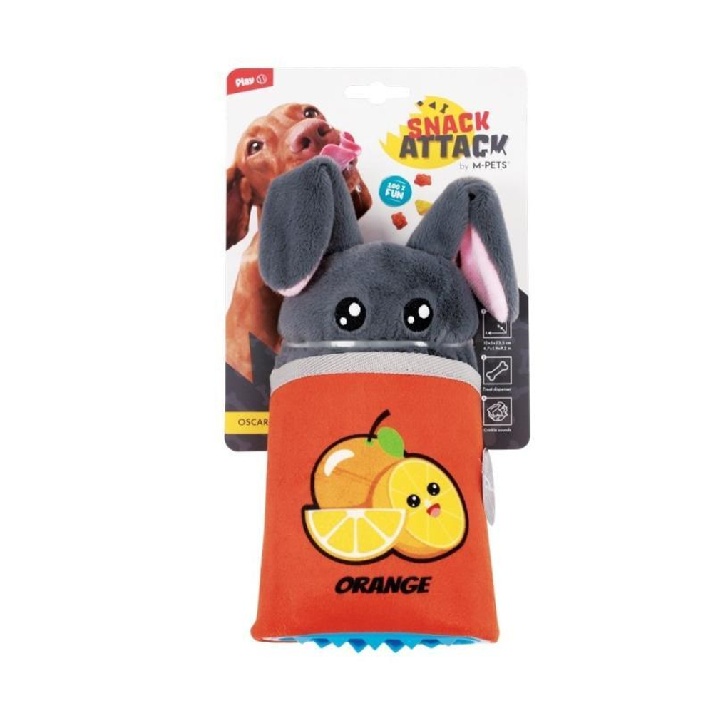 Игрушка мягкая для собак SNACK ATTACK Оскар с дозатором угощений M-Pets