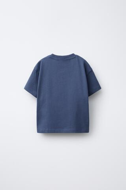 ZARA ФУТБОЛКА С ПРИНТОМ, МОРСКОЙ СИНИЙ