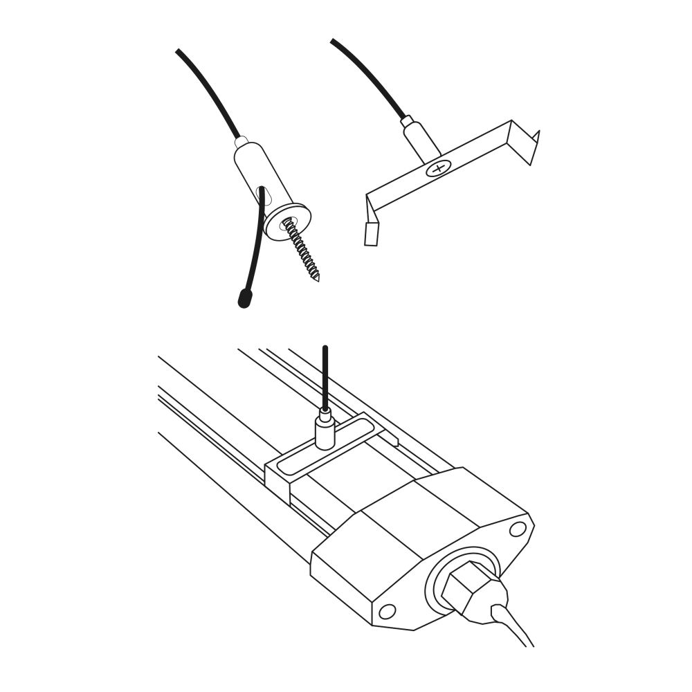 UFL-H02 SILVER 200 POLYBAG Комплект крепления для подвесного монтажа накладных светильников. Два тросика с креплениями длиной 2м. ТМ Uniel
