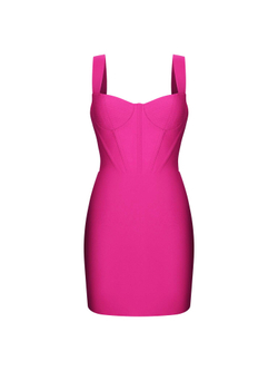 Платье мини корсетного типа из крепа на бретелях