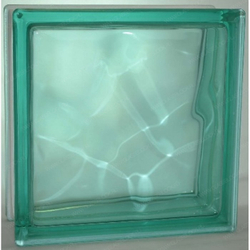 Купить Стеклоблок волна  бирюзовый окраска в массе Vitrablok   19x19x8