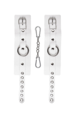 Белые мягкие кожаные наручники с люверсами (Цвет: белый)