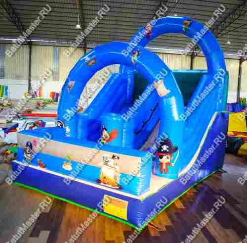 Надувной коммерческий батут-горка "Морской бой", 6*3,3*5 м.