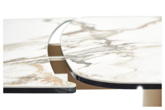 Стол BRONTE 200 раскладной KL-188 Контрастный мрамор матовый, итальянская керамика/ Шампань