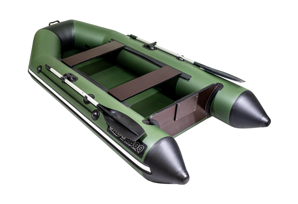 Лодка Аква 2800 плоскодонная, 2800*1320*360 мм., цвет зеленый-черный