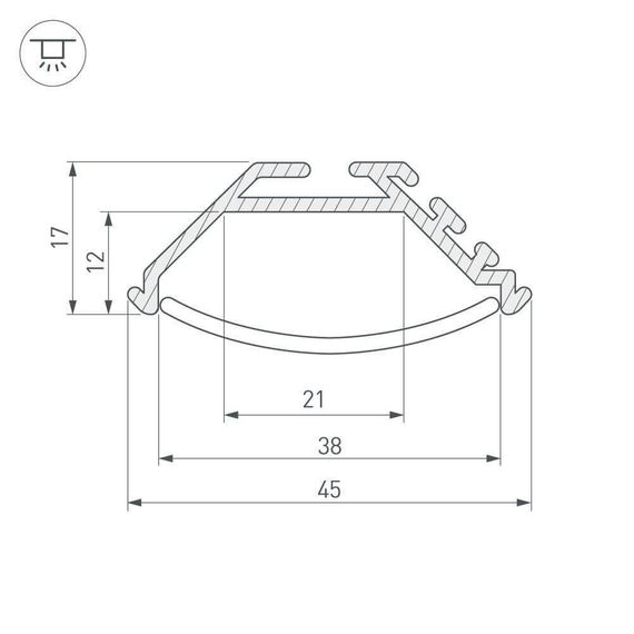 Профиль Arlight KLUS-P45-2000 ANOD 020898