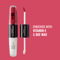 Dermacol 16H Lip Colour - Долговременная помада и блеск для губ оттенок 06 Merry Berry, 2 ml