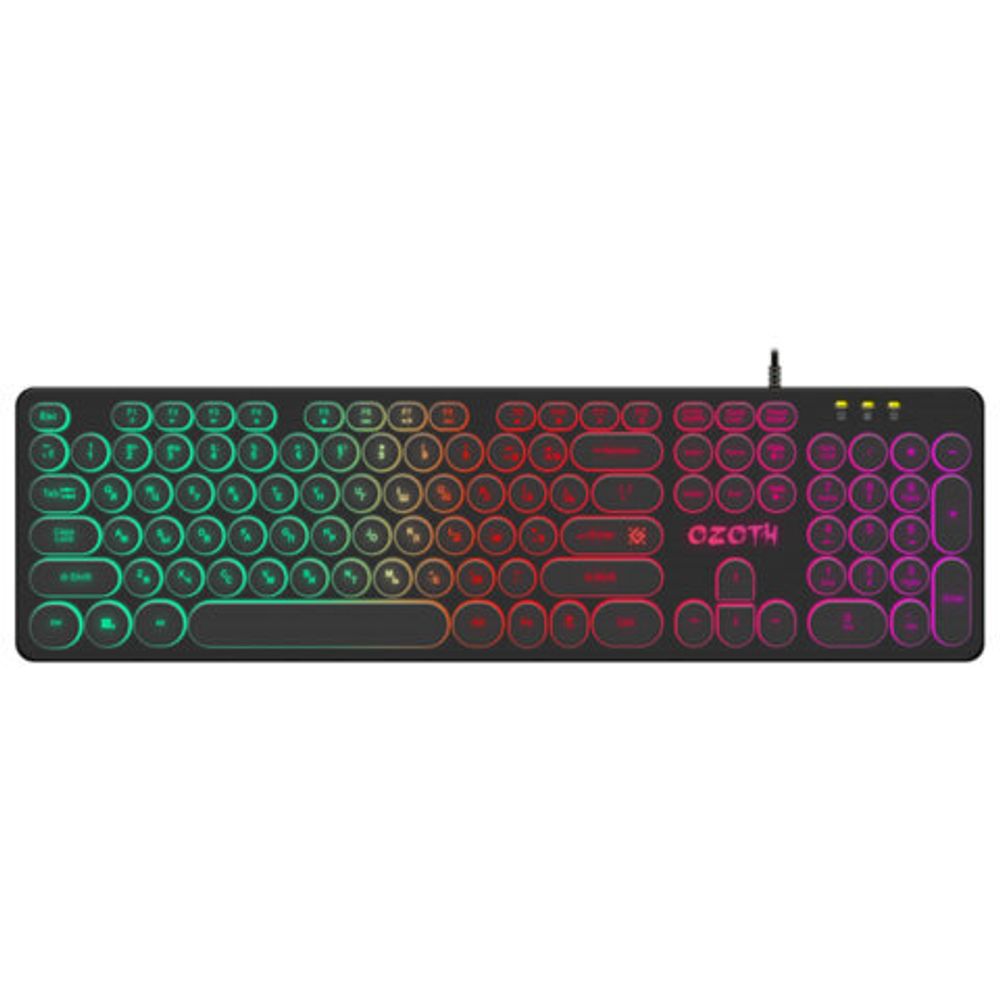 Клавиатура проводная игровая DEFENDER OZOTH GK-106, USB, 104 клавиши, с подсветкой, черная, 45106