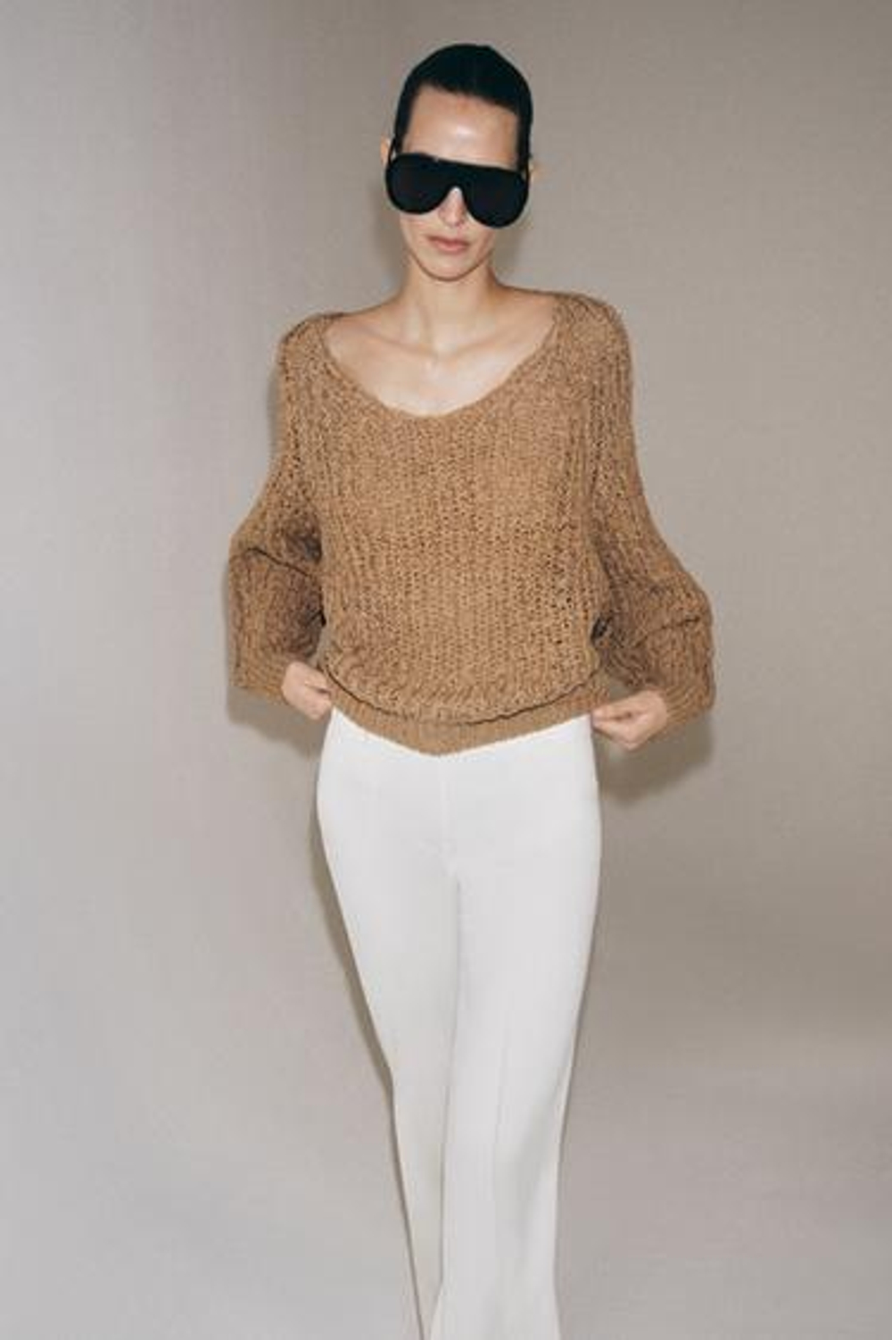 Свитерок из трикотажа с вязаной тесьмой - ZARA