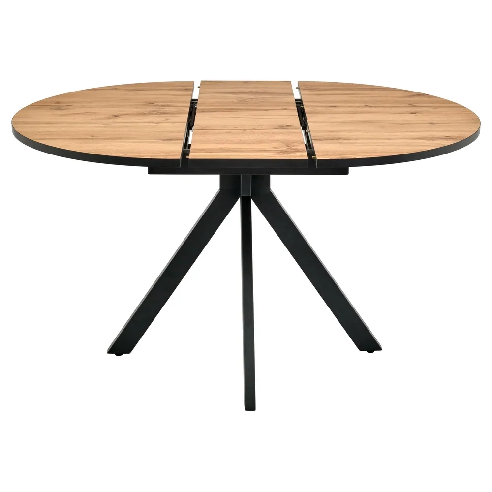 Стол Bradex Home Rudolf круглый раскладной 100-130x100x75см, Дуб Вотан, чёрный