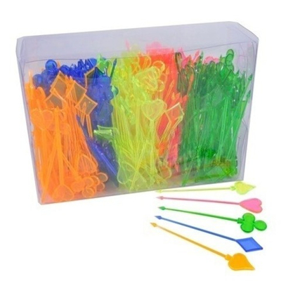 Пики пласт. "Карта цветная" 87 мм (300 шт.) в ПЛАСТ.КОРОБОЧКЕ (1/16 шт.)