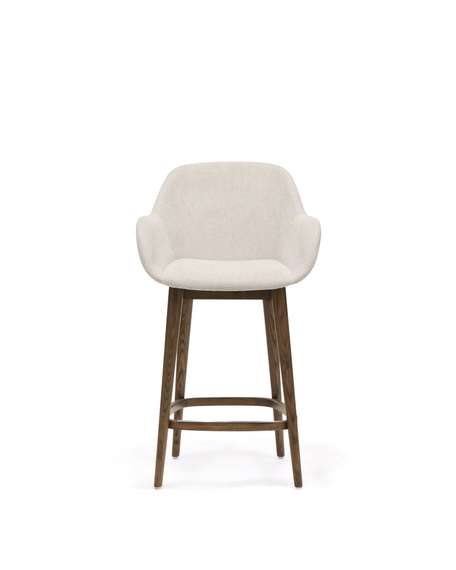 Полубарный стул Konna 65 см бежевый с ножками из темного ясеня