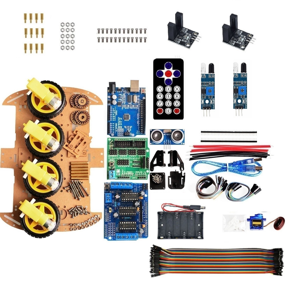 Arduino набор для сборки 4WD робота МП-4WD-LITE с контроллером Arduino UNO (умная машина) + книга