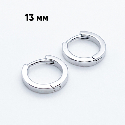 Ювелирные швензы Конго с родиевым покрытием, размер 13 мм, цена за пару