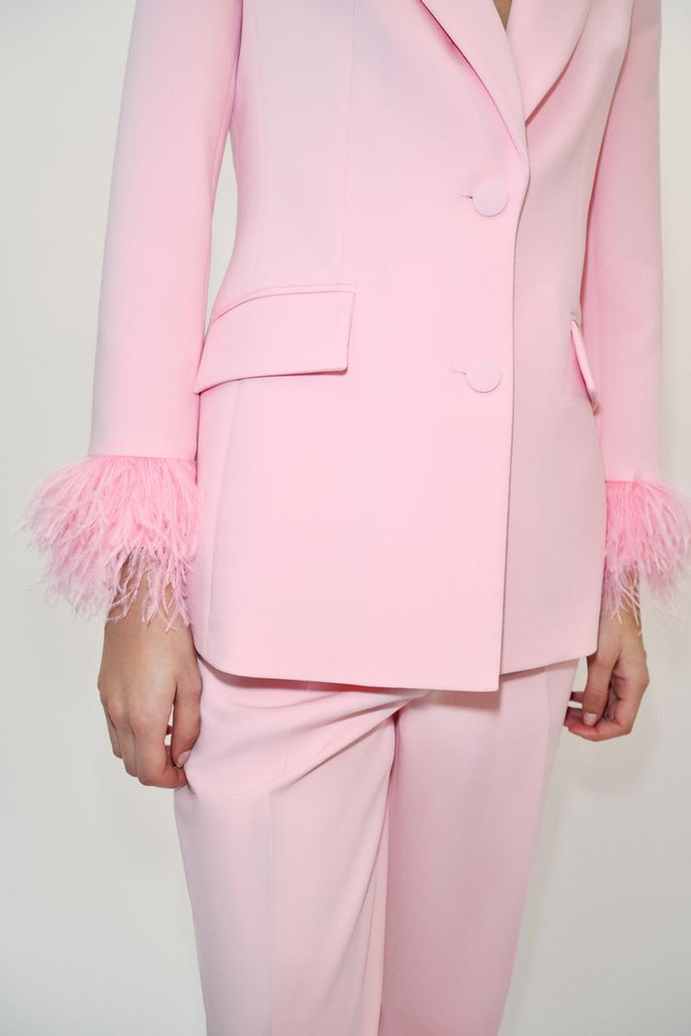 ZARA БЛЕЙЗЕР С ПЕРЬЯМИ, РОЗОВЫЙ