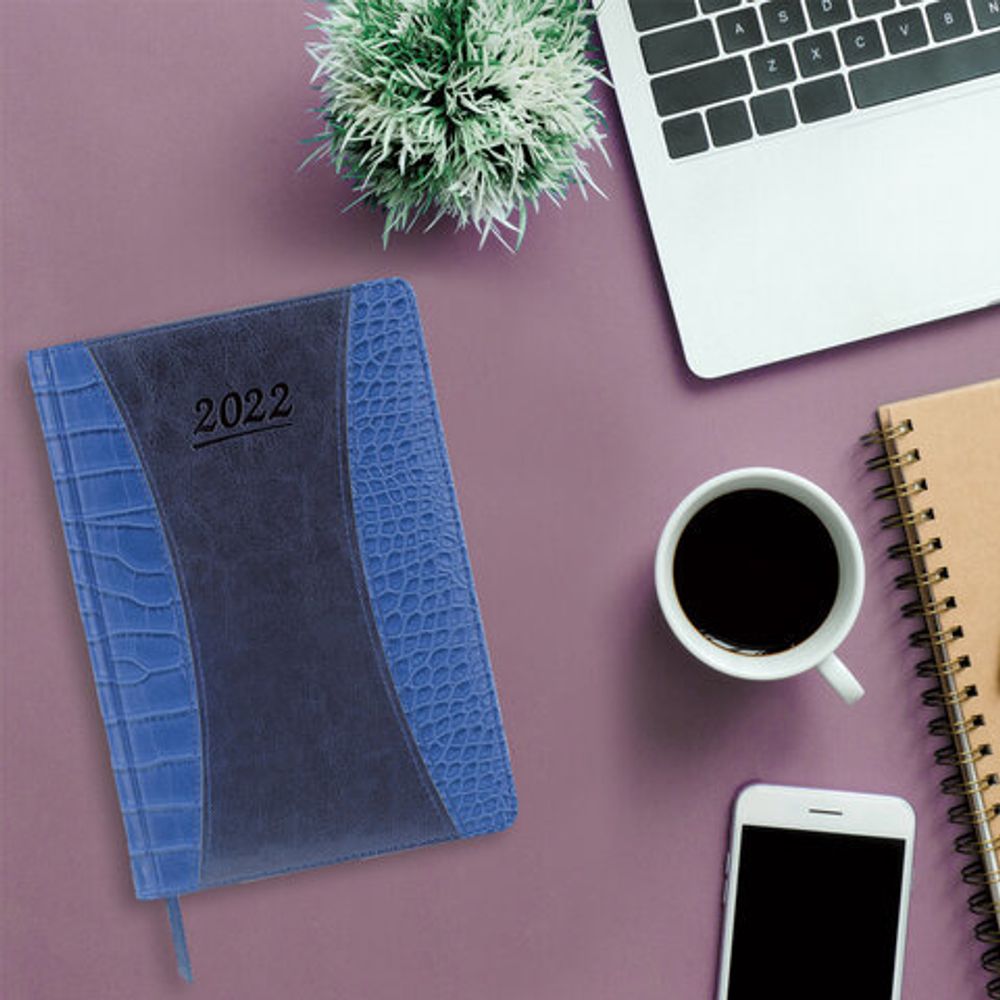 Ежедневник датированный 2022 А5 148х218 мм GALANT "CombiContract", под кожу, темно-синий, 112936