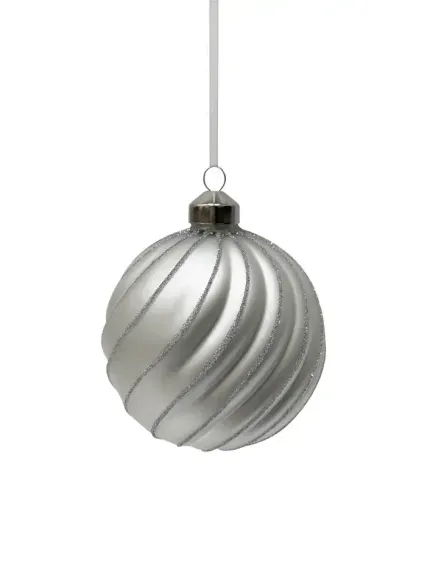 Набор винтажных стеклянных шаров Старинный вальс 100 мм., серебро, 6 шт., Christmas DeLuxe (13021)