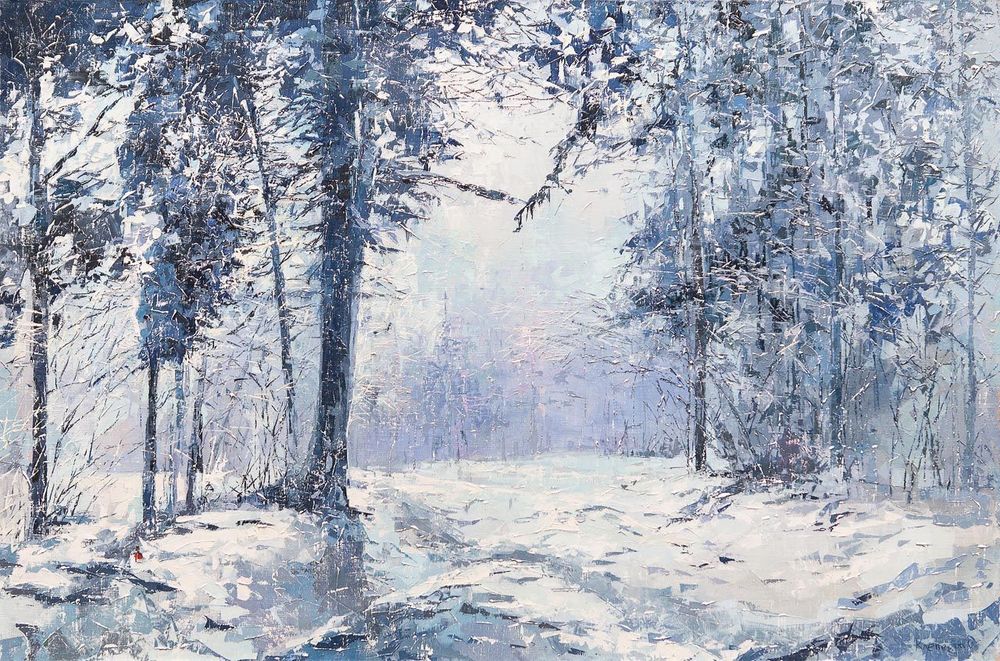 Картина маслом "Зимние мечты" Клеверов (без рамы)