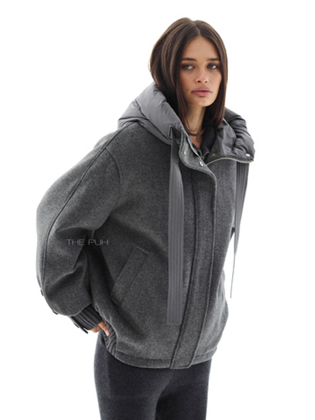 Темно-серая куртка с вязаными вставками