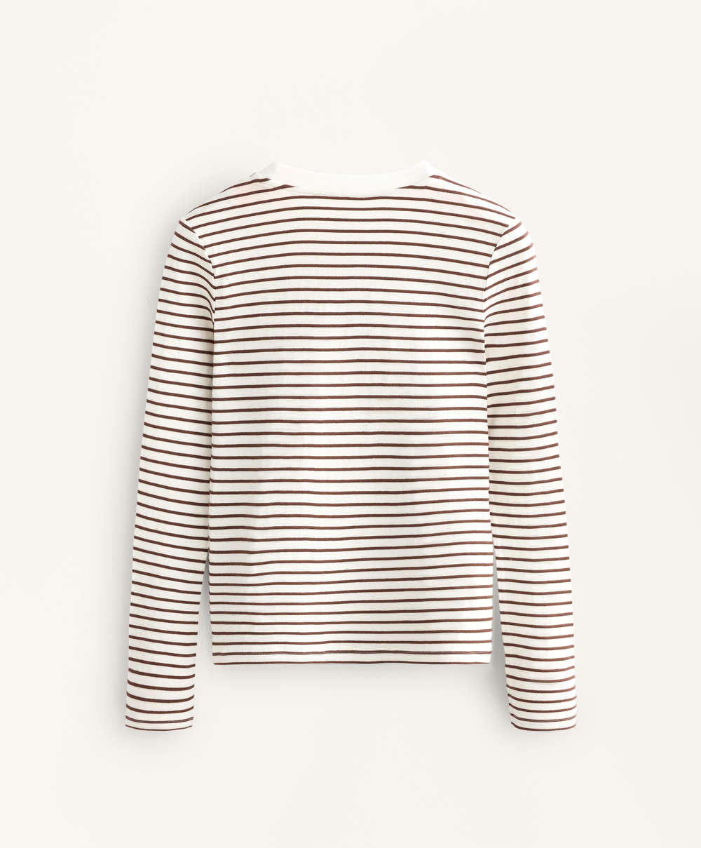 Oysho Лонгслив в полоску из смесового хлопка, коричневый