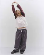 Брюки One Two Velvet Baggy Pants Lava Smoke серые