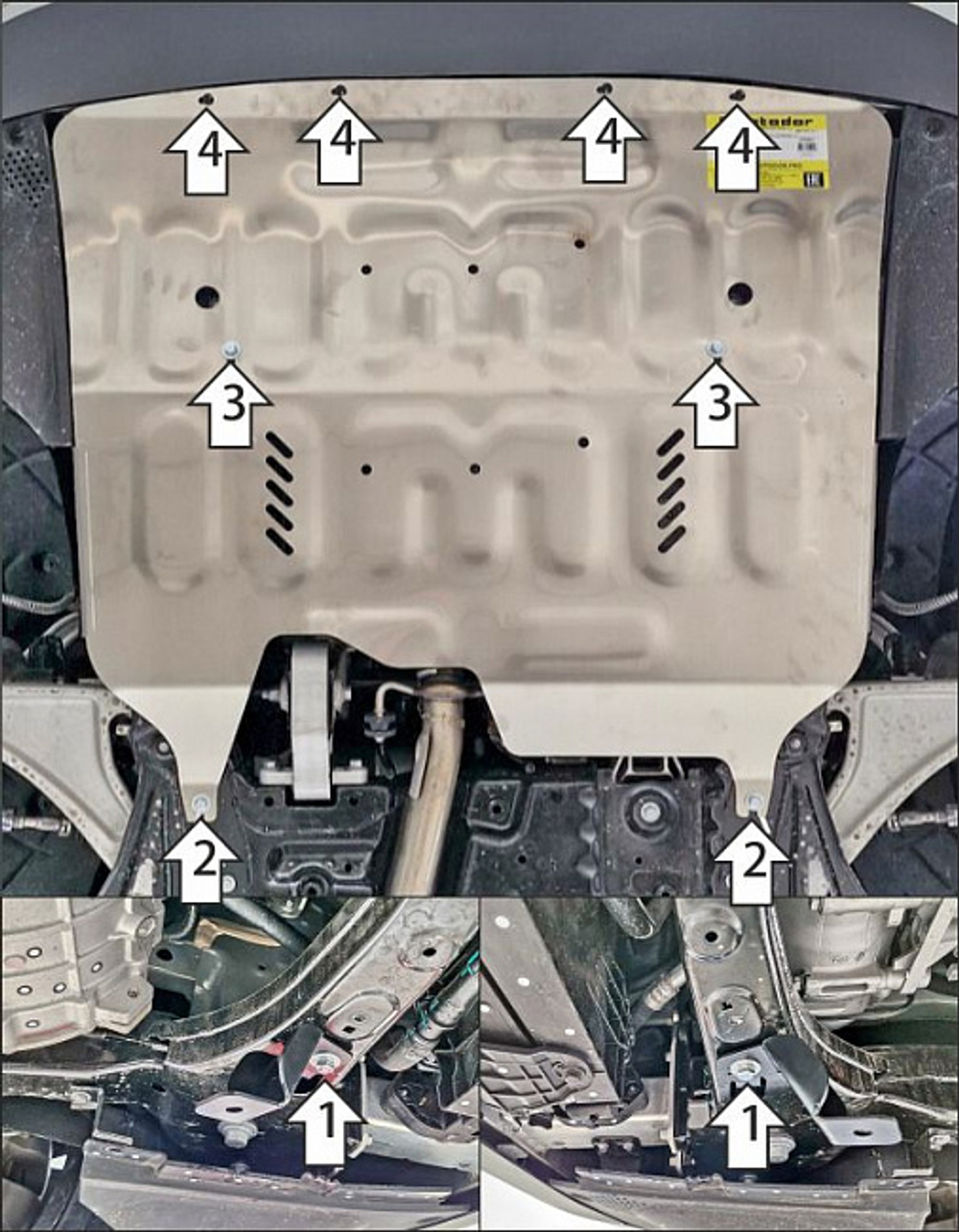 Защита картера двигателя, Радиатора, Электроусилителя руля, Переднего электромотора. 4 мм, Алюминий для Li Auto L6 2024-н.в., Motodor.349901