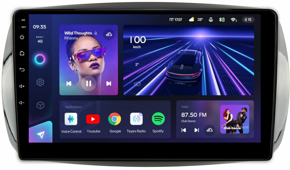 Магнитола для Mercedes-Benz Smart ForTwo/ForFour W453 2014-2023 - Teyes CC3L на Android 10, 8-ядер, CarPlay, 4G SIM-слот