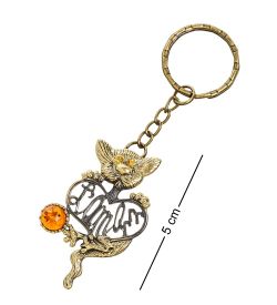 AM-1463 Брелок «Кот Француз» (латунь, янтарь)