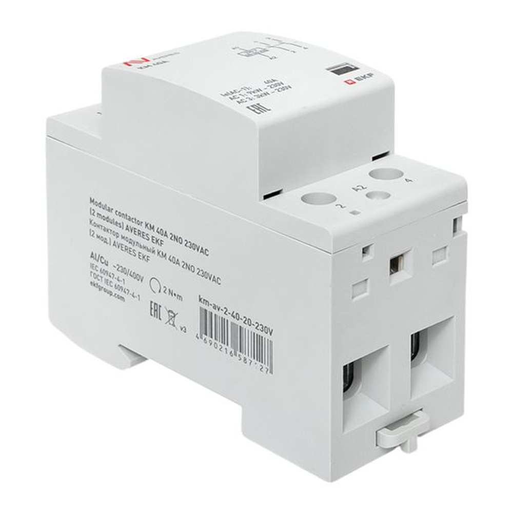 Контактор модульный КМ 40А 2NO 230В АС (2 мод.) AVERES EKF