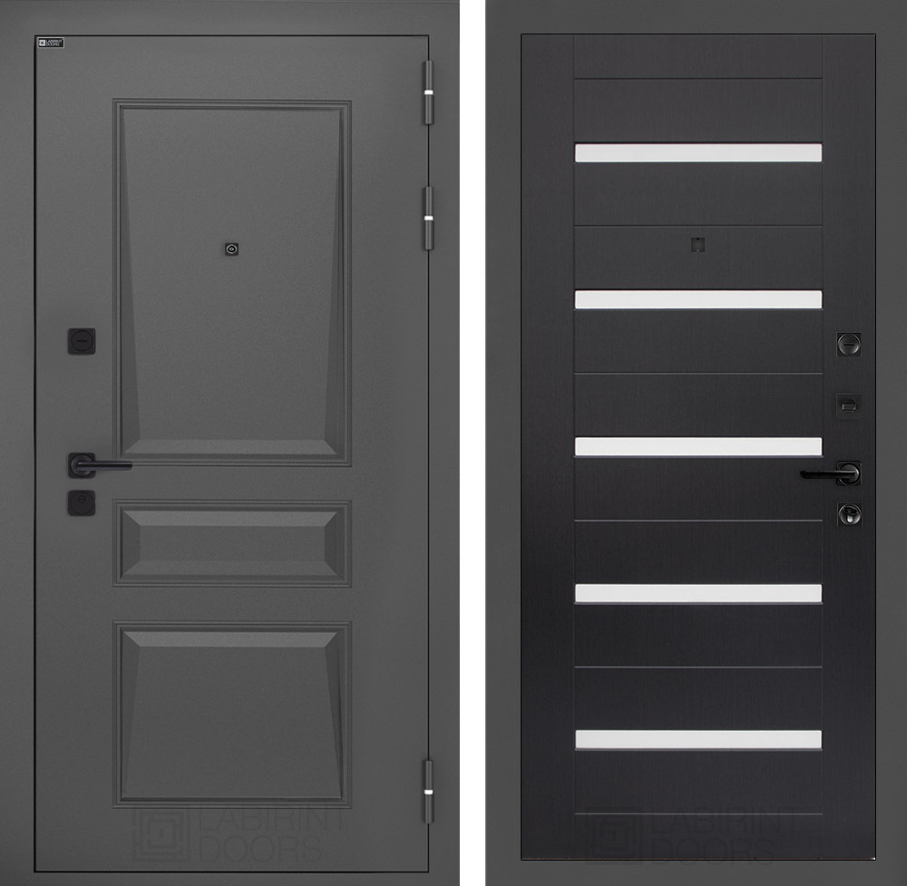 Дверь Входная Металлическая Лабиринт ОРЛЕАН 01 Венге, стекла белые