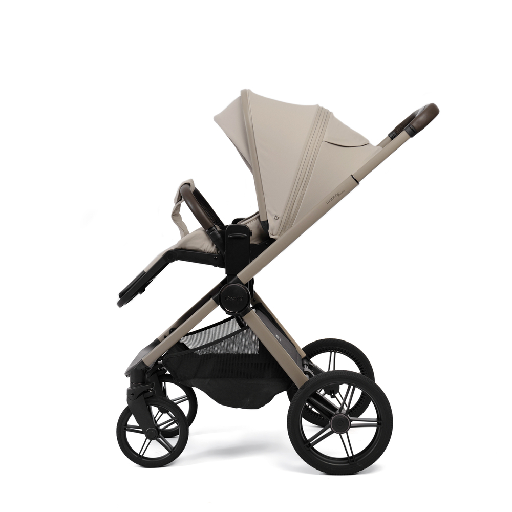 Коляска 2 в 1 Peppy Monaco thermo Latte (бежевый), рама серо-коричневая
