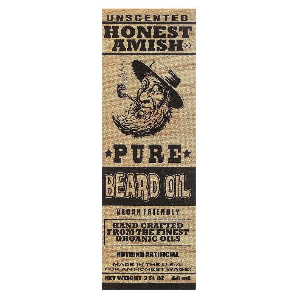 Honest Amish, Pure, масло для бороды, без запаха, 60 мл (2 жидк. унц.)