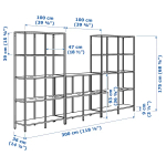 Стеллаж - IKEA VITTSJÖ/VITTSJO, 300х36х175 см, черно-коричневый/стекло, ВИТШЁ/ВИТШЕ ИКЕА