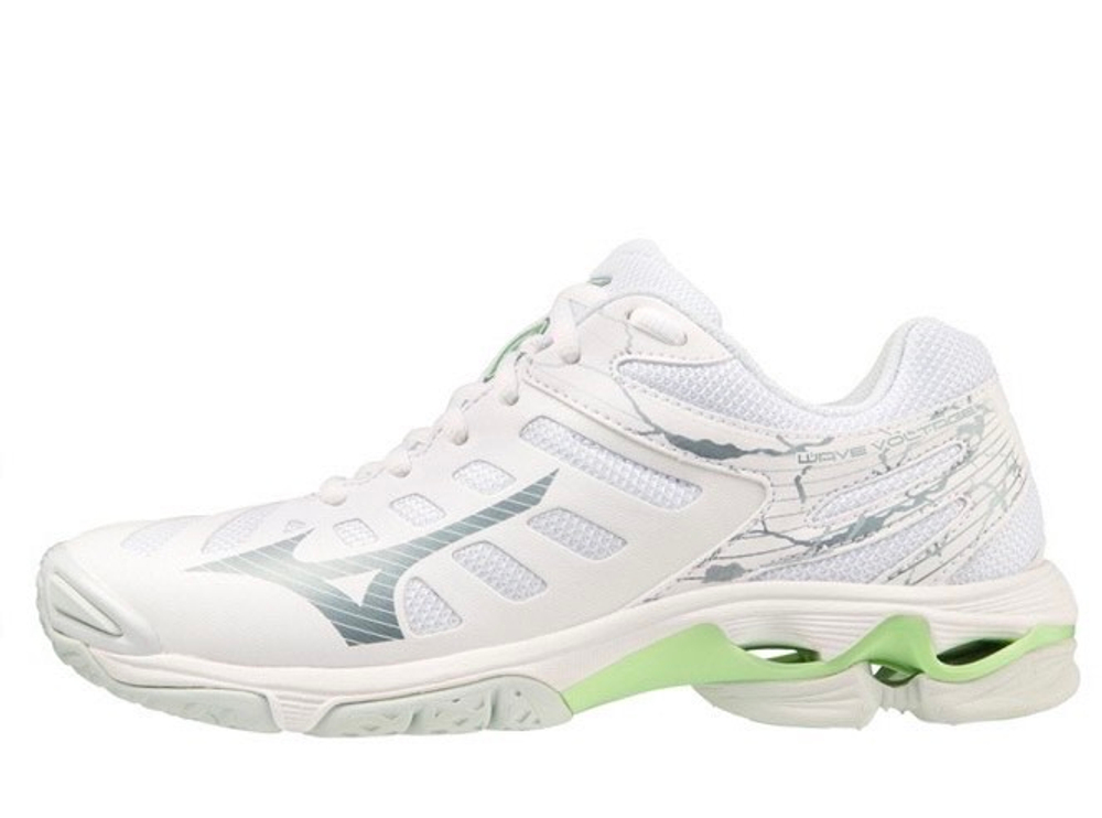 MIZUNO, WAVE VOLTAGE, INDOOR, White/Glacial Ridge/Patina Green, WOMEN, US 6,5 /EUR 36,5 /UK 4 /СМ 23