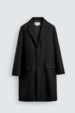 ZARA ЛЕГКОЕ ШЕРСТЯНОЕ ПАЛЬТО, ЧЕРНЫЙ