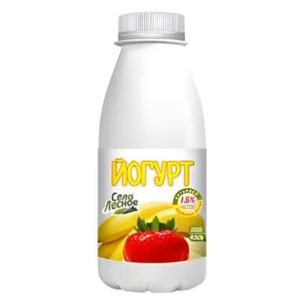 Йогурт Село Лесное Клубника-Банан 1,5% 450 гр