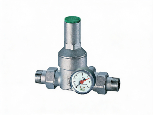 Редуктор 1 1/4", НР-НР, с манометром, хромированный FAR