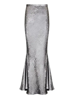 Шелковая юбка макси с вшитыми воланами